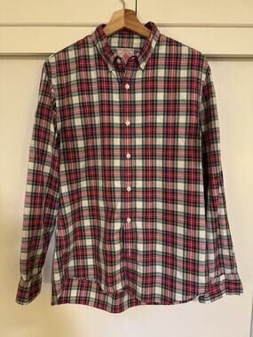 J. Press x Trunk Club Tartan Plaid Button Down Shirt Red Green Cotton Sz L / M